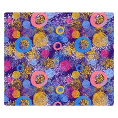 Multicolored Splashes And Watercolor Circles On A Dark Background Double Sided Flano Blanket (small)  by SychEva