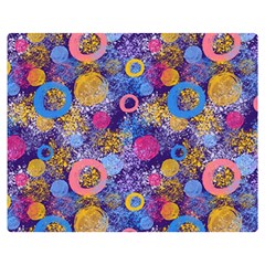 Multicolored Splashes And Watercolor Circles On A Dark Background Double Sided Flano Blanket (medium)  by SychEva