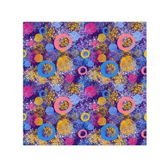 Multicolored Splashes And Watercolor Circles On A Dark Background Small Satin Scarf (square) by SychEva