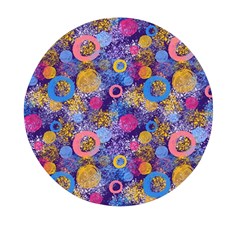 Multicolored Splashes And Watercolor Circles On A Dark Background Mini Round Pill Box by SychEva