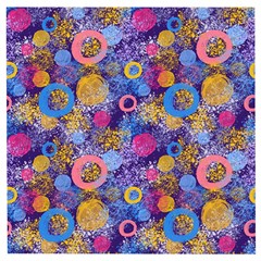 Multicolored Splashes And Watercolor Circles On A Dark Background Wooden Puzzle Square by SychEva