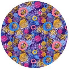 Multicolored Splashes And Watercolor Circles On A Dark Background Wooden Bottle Opener (round) by SychEva