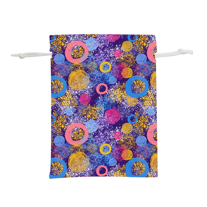 Multicolored Splashes And Watercolor Circles On A Dark Background Lightweight Drawstring Pouch (M)