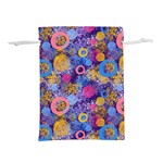 Multicolored Splashes And Watercolor Circles On A Dark Background Lightweight Drawstring Pouch (M) Back