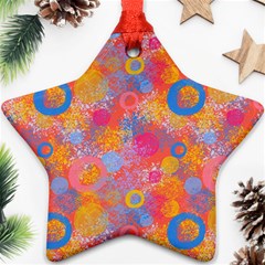 Multicolored Splashes And Watercolor Circles On A Dark Background Ornament (star) by SychEva