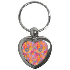 Multicolored Splashes And Watercolor Circles On A Dark Background Key Chain (heart) by SychEva