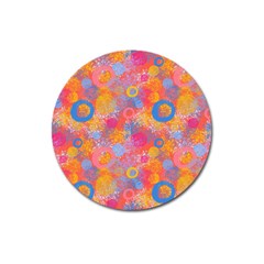 Multicolored Splashes And Watercolor Circles On A Dark Background Magnet 3  (round) by SychEva