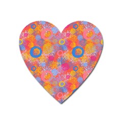 Multicolored Splashes And Watercolor Circles On A Dark Background Heart Magnet by SychEva