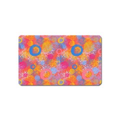 Multicolored Splashes And Watercolor Circles On A Dark Background Magnet (name Card) by SychEva