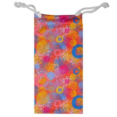 Multicolored Splashes And Watercolor Circles On A Dark Background Jewelry Bag by SychEva