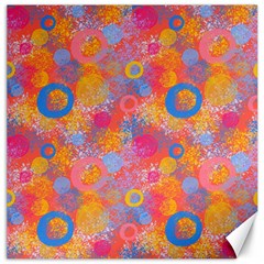 Multicolored Splashes And Watercolor Circles On A Dark Background Canvas 12  X 12  by SychEva