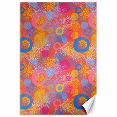 Multicolored Splashes And Watercolor Circles On A Dark Background Canvas 20  X 30  by SychEva