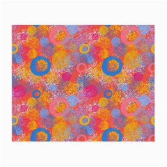 Multicolored Splashes And Watercolor Circles On A Dark Background Small Glasses Cloth (2 Sides) by SychEva