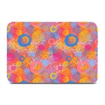 Multicolored Splashes And Watercolor Circles On A Dark Background Plate Mats 18 x12  Plate Mat