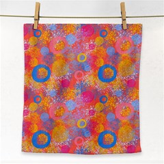 Multicolored Splashes And Watercolor Circles On A Dark Background Face Towel by SychEva