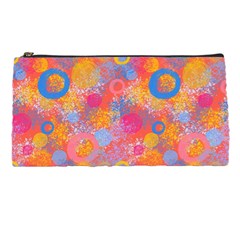 Multicolored Splashes And Watercolor Circles On A Dark Background Pencil Case by SychEva