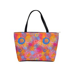 Multicolored Splashes And Watercolor Circles On A Dark Background Classic Shoulder Handbag by SychEva