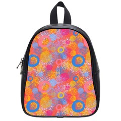 Multicolored Splashes And Watercolor Circles On A Dark Background School Bag (small) by SychEva