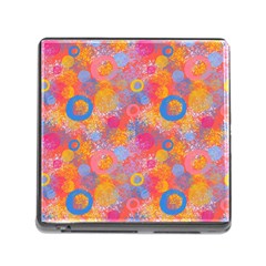 Multicolored Splashes And Watercolor Circles On A Dark Background Memory Card Reader (square 5 Slot) by SychEva