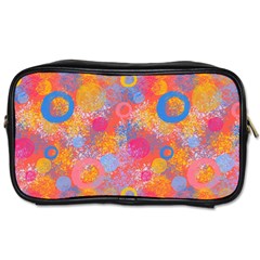 Multicolored Splashes And Watercolor Circles On A Dark Background Toiletries Bag (one Side) by SychEva