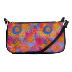 Multicolored Splashes And Watercolor Circles On A Dark Background Shoulder Clutch Bag by SychEva