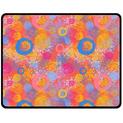 Multicolored Splashes And Watercolor Circles On A Dark Background Fleece Blanket (medium)  by SychEva