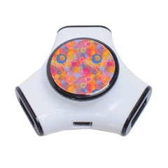 Multicolored Splashes And Watercolor Circles On A Dark Background 3-port Usb Hub by SychEva