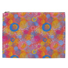 Multicolored Splashes And Watercolor Circles On A Dark Background Cosmetic Bag (xxl) by SychEva