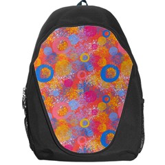 Multicolored Splashes And Watercolor Circles On A Dark Background Backpack Bag by SychEva