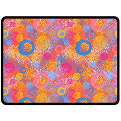 Multicolored Splashes And Watercolor Circles On A Dark Background Double Sided Fleece Blanket (large)  by SychEva