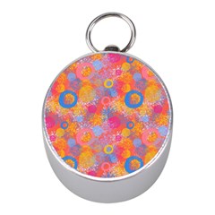 Multicolored Splashes And Watercolor Circles On A Dark Background Mini Silver Compasses by SychEva