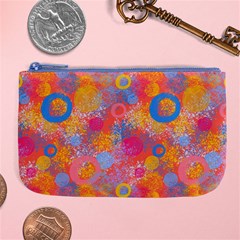 Multicolored Splashes And Watercolor Circles On A Dark Background Large Coin Purse by SychEva