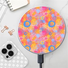 Multicolored Splashes And Watercolor Circles On A Dark Background Wireless Charger