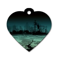 Industry-setting-world-urban Dog Tag Heart (one Side) by Sudhe