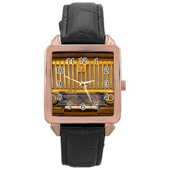 Radio-old-tube-radio-nostalgia Rose Gold Leather Watch 