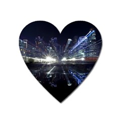 Cityscape-light-zoom-city-urban Heart Magnet by Sudhe