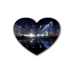 Cityscape-light-zoom-city-urban Heart Coaster (4 Pack)  by Sudhe