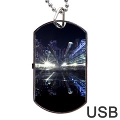 Cityscape-light-zoom-city-urban Dog Tag Usb Flash (one Side) by Sudhe