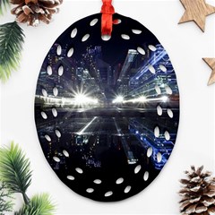 Cityscape-light-zoom-city-urban Oval Filigree Ornament (two Sides)