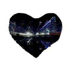 Cityscape-light-zoom-city-urban Standard 16  Premium Heart Shape Cushions by Sudhe