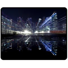 Cityscape-light-zoom-city-urban Double Sided Fleece Blanket (medium)  by Sudhe