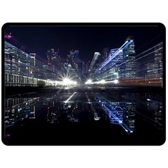 Cityscape-light-zoom-city-urban Double Sided Fleece Blanket (large)  by Sudhe