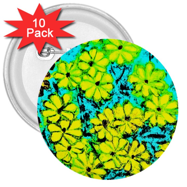 Chrysanthemums 3  Buttons (10 pack) 