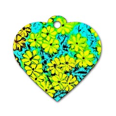 Chrysanthemums Dog Tag Heart (One Side)