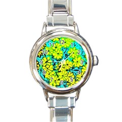 Chrysanthemums Round Italian Charm Watch