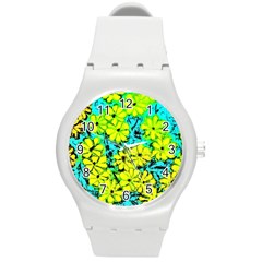 Chrysanthemums Round Plastic Sport Watch (m)