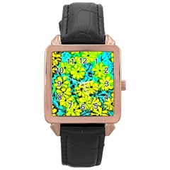 Chrysanthemums Rose Gold Leather Watch  by Hostory