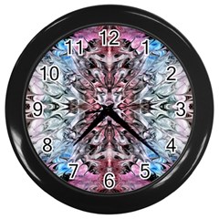 Abstract Waves  Wall Clock (black) by kaleidomarblingart