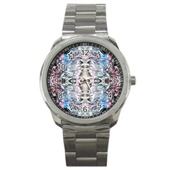 Abstract Waves Iii Sport Metal Watch by kaleidomarblingart