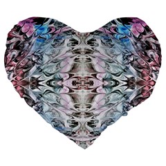 Abstract Waves Iii Large 19  Premium Flano Heart Shape Cushions